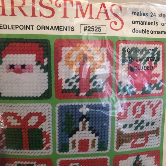 Vtg 1979 Needlepoint Ornament Kit Studio 12 Make 24 ornaments or 12 double place - Picture 4 of 4